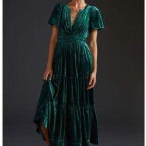 Emerald velvet maxi dress